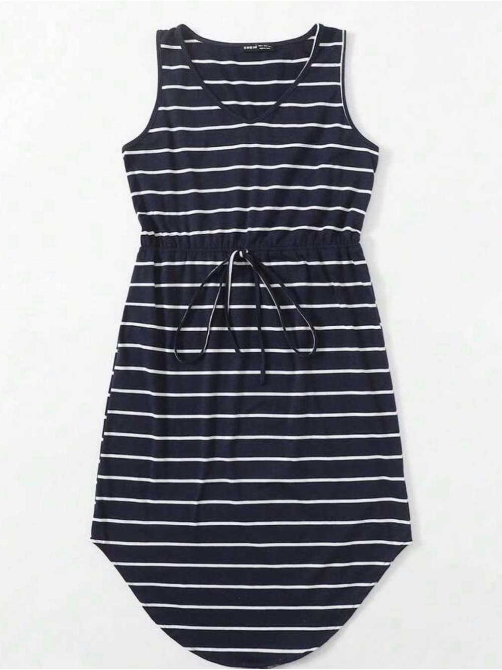 SHEIN LUNE Women's Striped Sleeveless Waist-Cinching Dress Size Medium